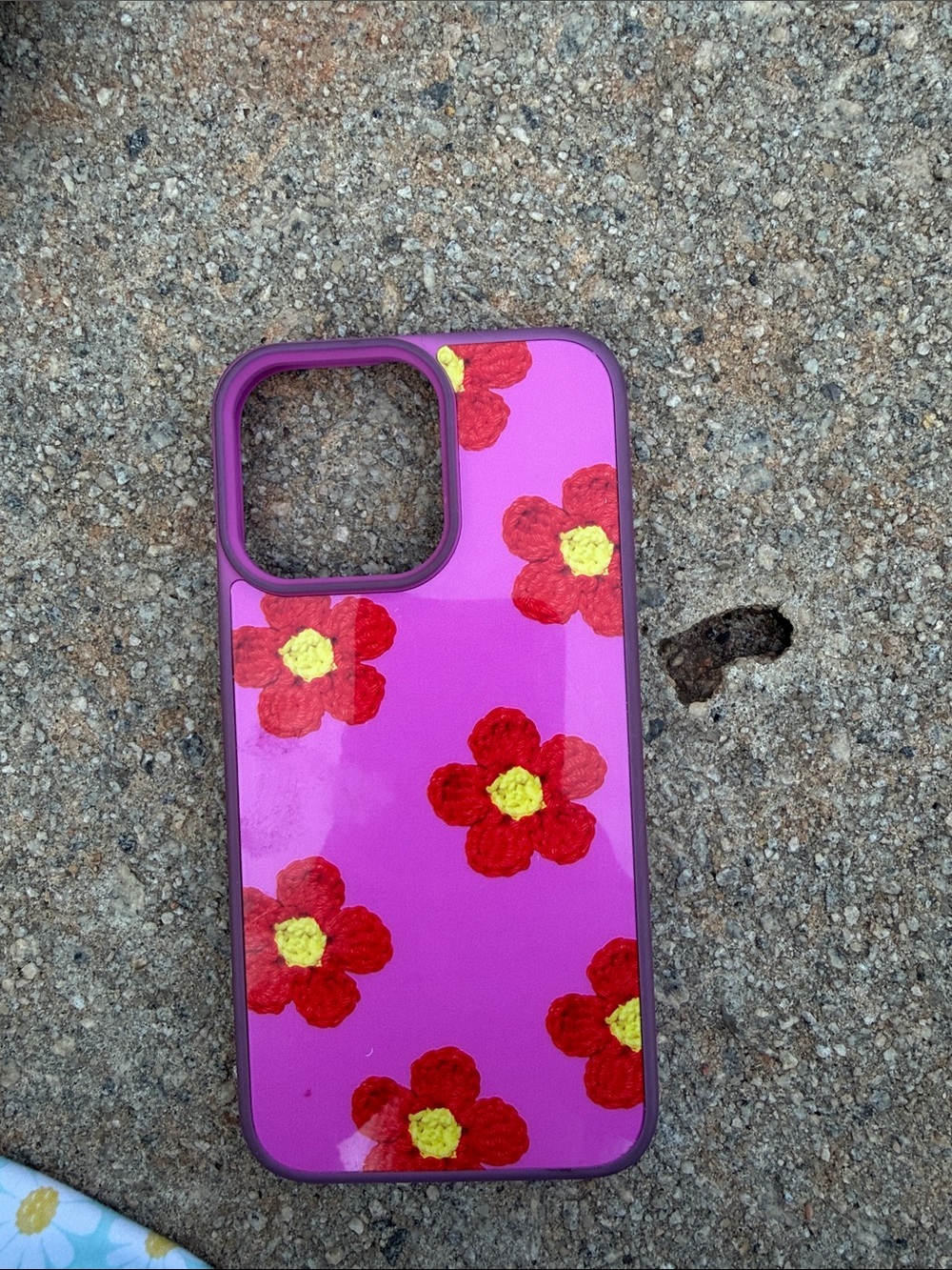 Pink Floral Phone Case with Red Flower Design